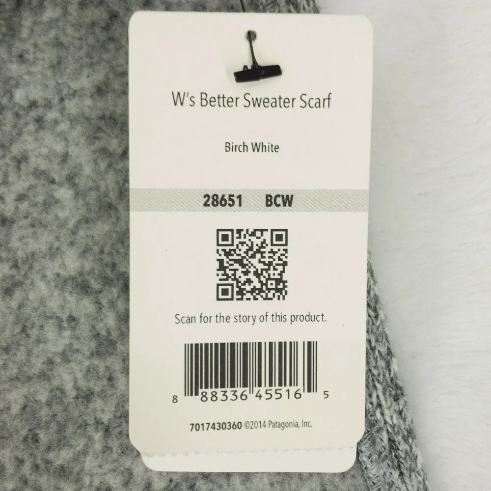 Patagonia Better Sweater Scarf Womens OS Birch White Gray Button Knit Fleece New